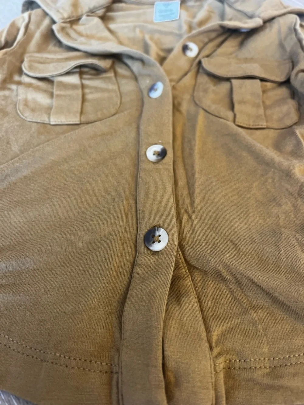 kate quinn Mustard Gold Velour Button-Up Lightweight Top